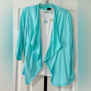 Rafaella Cardigan medium & shenanigans shirt large set woman sizes top